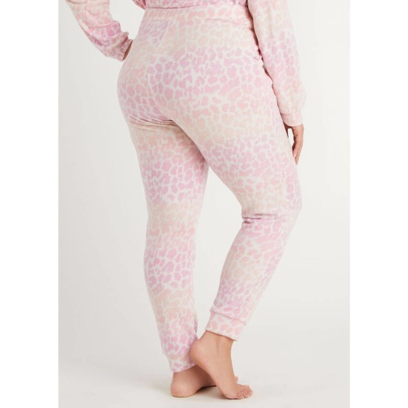 NWT Ashley Stewart Cozy Lounge Leopard Pink Jogger Pant Plus Size: 26/28 - Picture 2 of 2